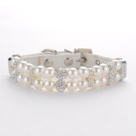 Pet Supplies Pearl Collar Traction Rope (Color: White, size: M)
